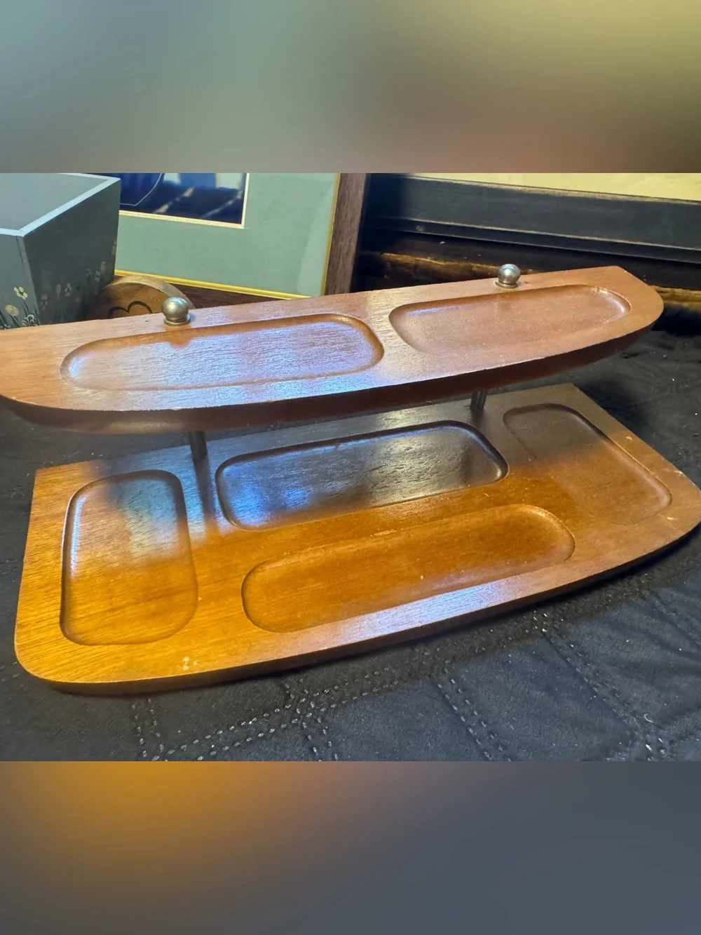 Vintage Wooden Bath Caddy or Personal Valet in Warm Brown - Elegant Tub Tray